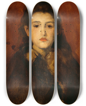 Triptych art skateboard deck of James Abbott Mcneill Whistler Alice Butt by James Abbott Mcneill Whistler (1834-1903)