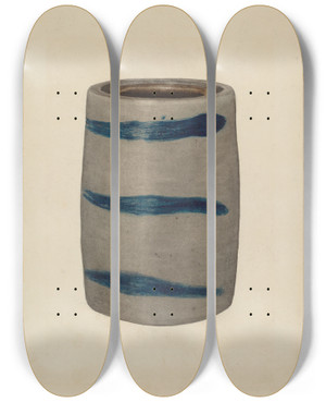 Triptych art skateboard deck of Richard Barnett Stoneware Jar_3 by Richard Barnett