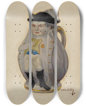 Triptych art skateboard deck of Eugene Shellady Napoleon Toby Jug by Eugene Shellady
