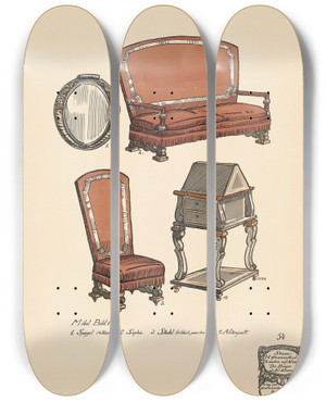Triptych art skateboard deck of Ernst Stern Mbel Zum I Bild by Ernst Stern (1876-1954)