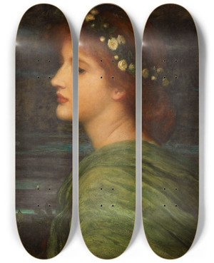 Triptych art skateboard deck of Frank Dicksee Stella by Frank Dicksee (1853-1928)