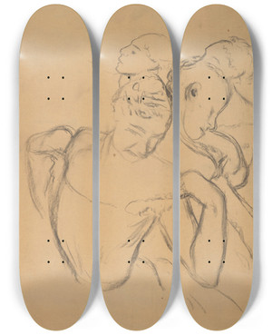Triptych art skateboard deck of Edgar Degas Groupe De Danseuses by Edgar Degas (1834-1917)