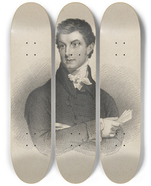 Triptych art skateboard deck of Rev James Bulwer One From A Volume Of Drawings And Prints_25 by Rev James Bulwer (1794-1879)