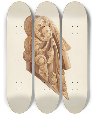Triptych art skateboard deck of Willard Hazen Ships Billethead by Willard Hazen