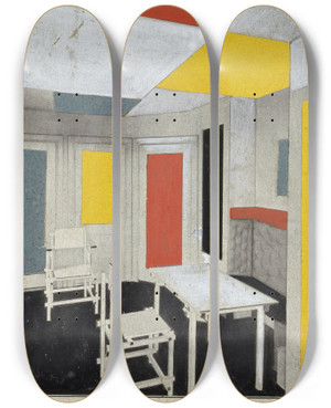 Triptych art skateboard deck of Theo Van Doesburg Colour Solution by Theo Van Doesburg (1883-1931)