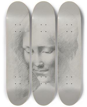 Triptych art skateboard deck of Gf Clement Kvindehoved_1 by G.F. Clement (1867-1933)