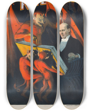 Triptych art skateboard deck of Strobridge Co Lith Kellar_1 by Strobridge Co Lith (1847)