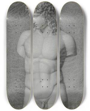 Triptych art skateboard deck of Philipp Jakob Becker Der Torso Von Centocelle by Philipp Jakob Becker