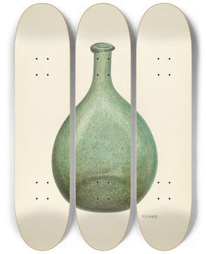 Triptych art skateboard deck of Vl Vance Bottle by V.L. Vance
