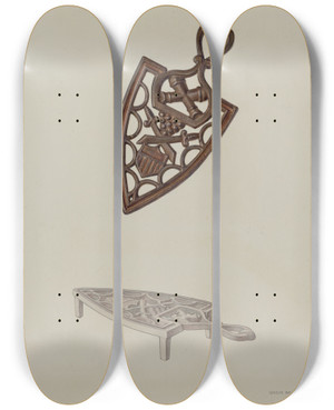 Triptych art skateboard deck of Orrie Mccombs Trivet by Orrie Mccombs