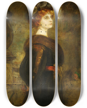 Triptych art skateboard deck of Franz Von Lenbach Lily Merk by Franz Von Lenbach (1836-1904)
