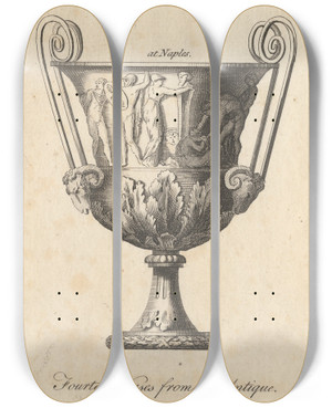 Triptych art skateboard deck of Placido Columbani At Naples_2 by Placido Columbani (1744-1801)