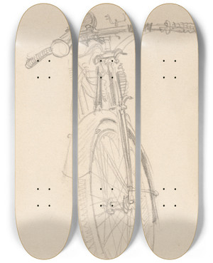 Triptych art skateboard deck of John Singer Sargent Motorcycle by John Singer Sargent (1856-1925)