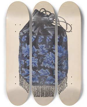 Triptych art skateboard deck of James Mclellan Beaded Bag_2 by James Mclellan