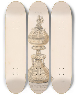 Triptych art skateboard deck of William Bell Scott Ivory Cup by William Bell Scott (1811-1890)