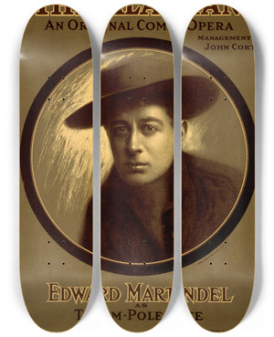 Triptych art skateboard deck of Strobridge Co Lith The Alaskan An Original Comic Opera by Strobridge Co Lith (1847)