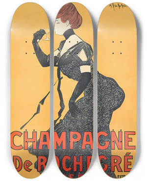 Triptych art skateboard deck of Leonetto Cappiello Champagne De Rochegr by Leonetto Cappiello (1875-1942)