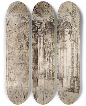 Triptych art skateboard deck of James Ensor The Flagellation by James Ensor (1860-1949)
