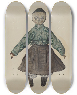 Triptych art skateboard deck of Erwin Stenzel Rag Doll by Erwin Stenzel