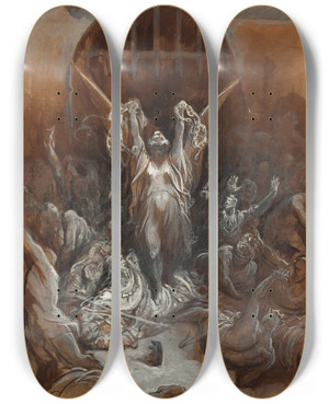 Triptych art skateboard deck of Gustave Dor Liberty by Gustave Dore (1832-1883)