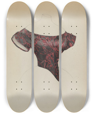 Triptych art skateboard deck of Bessie Forman Evening Bodice by Bessie Forman