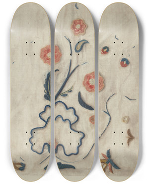 Triptych art skateboard deck of Mildred E Bent Petticoat Detail by Mildred E Bent