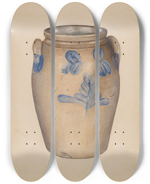 Triptych art skateboard deck of Frances Godfrey Pickle Jar by Frances Godfrey