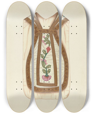 Triptych art skateboard deck of Syrena Swanson Ecclesiastical Vestment_1 by Syrena Swanson