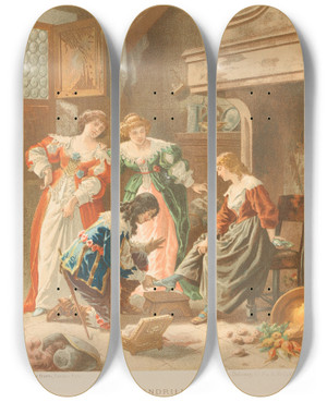 Triptych art skateboard deck of A Guillon Cendrillon by A Guillon (19-)