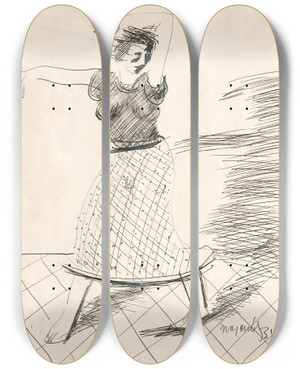 Triptych art skateboard deck of Cyprin Majernk Tanenica by Cyprian Majernik (1909-1945)