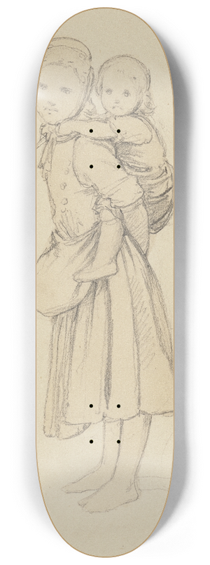 Jakob Becker - Stehendes Mdchen, ein Kleinkind auf dem Rcken tragend 8.25 inch art skate deck