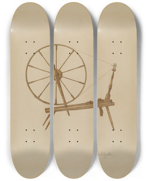 Triptych art skateboard deck of George V Vezolles Spinning Wheel by George V Vezolles
