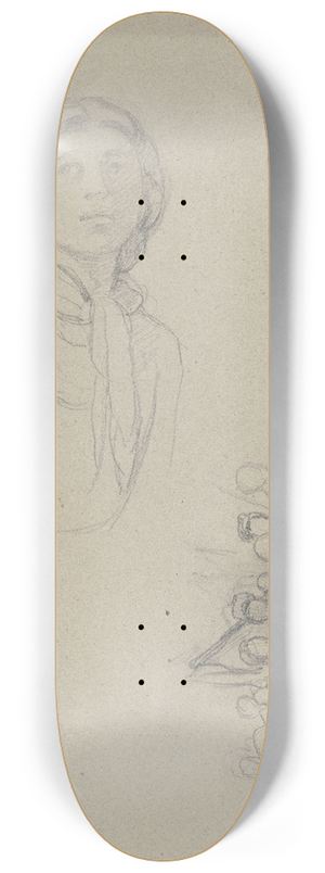 Jakob Becker - Studienblatt; Aufblickendes Bauernmdchen sowie ein Menschenauflauf 8.25 inch art skate deck