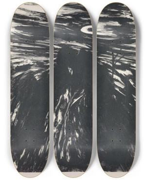 Triptych art skateboard deck of Erich Wichmann Romantische Avond by Erich Wichmann (1890-1929)