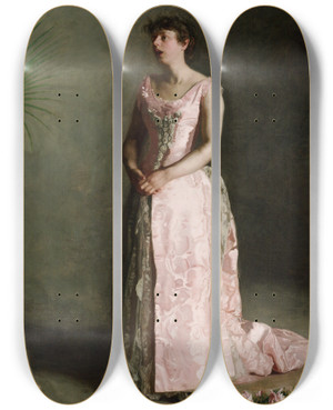 Triptych art skateboard deck of Thomas Eakins The Concert Singer by Thomas Eakins (1844-1916)