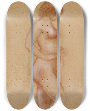 Triptych art skateboard deck of Aristide Maillol Nu Debout De Profil by Aristide Maillol (1861-1944)