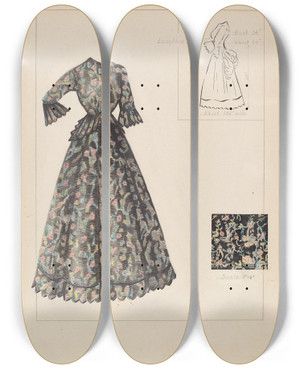 Triptych art skateboard deck of Katharine Morris Dress by Katharine Morris