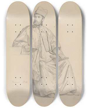 Triptych art skateboard deck of Adolph Tidemand Kardinal by Adolph Tidemand (1814-1876)