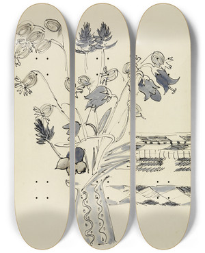 Triptych art skateboard deck of Ernst Ludwig Kirchner Vase Mit Blumen by Ernst Ludwig Kirchner (1880-1938)