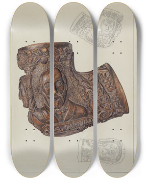 Triptych art skateboard deck of Carl Keksi Pipe Bowl_2 by Carl Keksi