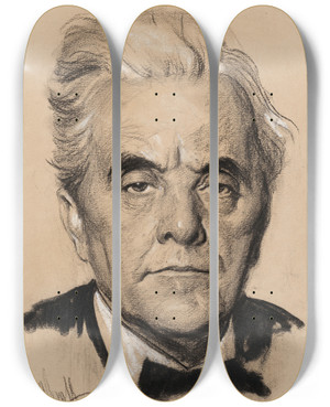 Triptych art skateboard deck of Samuel Johnson Woolf George William Norris by Samuel Johnson Woolf (1880-1948)
