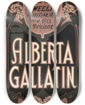 Triptych art skateboard deck of Us Lithograph Co Alberta Gallatin by U.S. Lithograph Co. (19-20-)