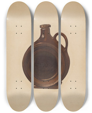 Triptych art skateboard deck of George C Brown Pottery Jug by George C Brown