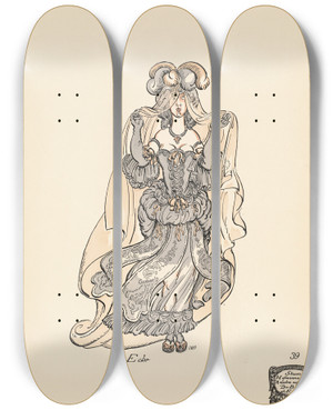Triptych art skateboard deck of Ernst Stern Echo by Ernst Stern (1876-1954)