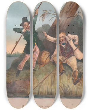 Triptych art skateboard deck of Henry Thomas Alken Sporting Satirist_11 by Henry Thomas Alken (1785-1851)