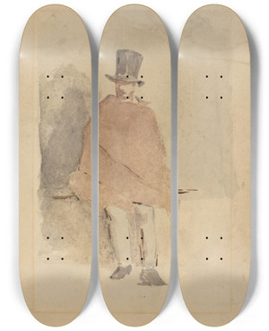Triptych art skateboard deck of Douard Manet The Man In The Tall Hat by douard Manet (1832-1883)