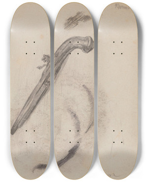 Triptych art skateboard deck of James Ensor Antique Pistol by James Ensor (1860-1949)