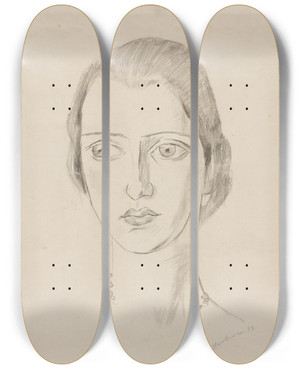 Triptych art skateboard deck of Max Beckmann Bildnis Marielouise Von Motesiczky by Max Beckmann (1884-1950)