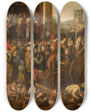 Triptych art skateboard deck of Peeter Baltens Ecce Homo by Peeter Baltens (1527-1584)