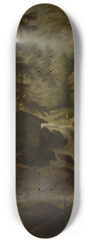 Allaert van Everdingen - Norwegian Landscape with Watermill on a Stream 8.25 inch art skate deck